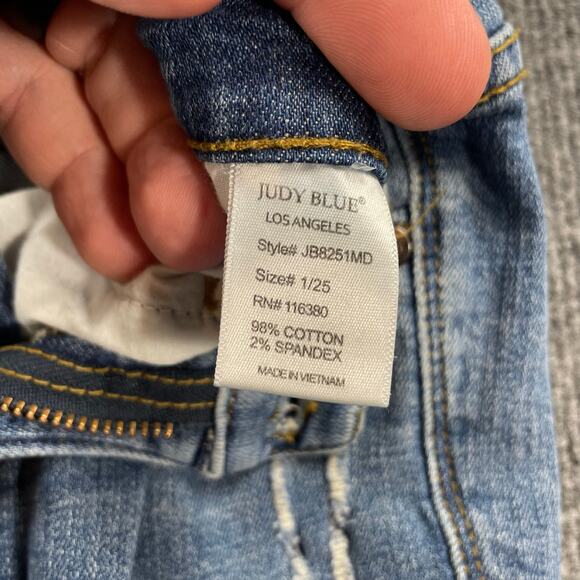 Judy Blue Straight Fit Jeans Women's 1/25 Blue JB8251MD Distressed Stretch - Picture 5 of 11